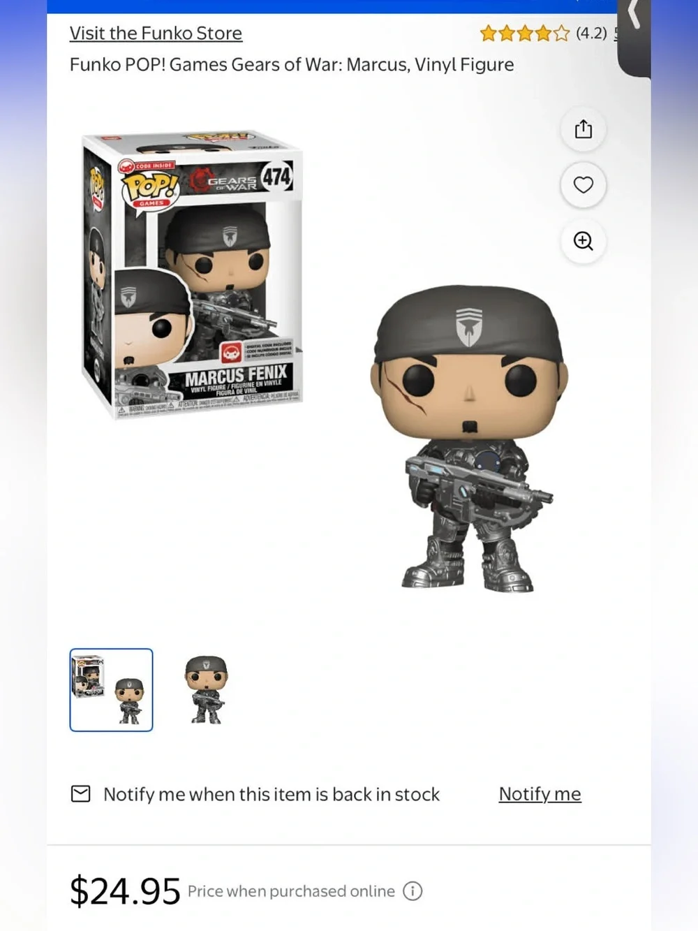 Funko Marcus Fenix Vinyl Figure - Black, Gray, Silver
